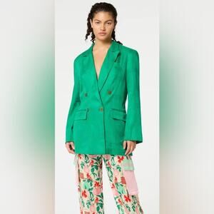 MUMA‎ WORLD Verdant Jacquard Blazer Size S Green Jacket Sports Coat